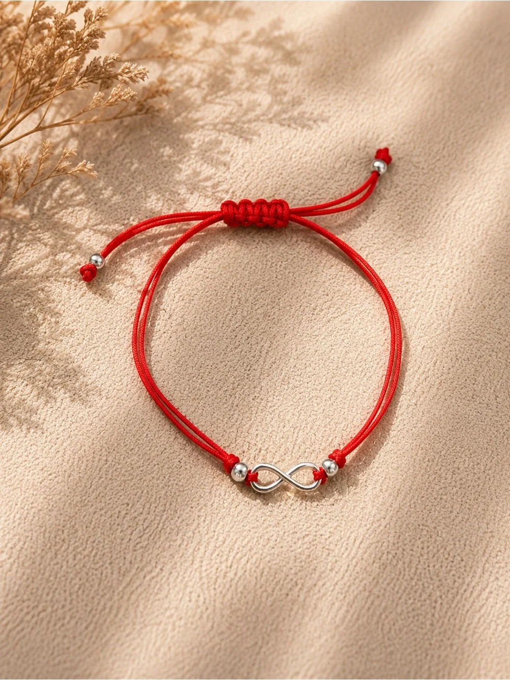 Red Cord Bracelet with Silver Infinity Charm - Unbranded